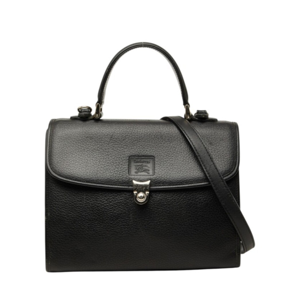 Burberry Nova Check Shadow Horse Handbag 2-Way Shoulder Bag Black Leather Wom...